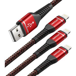 كابل USB إلى لايتننج كيندكس، 3 متر، Kx3365 - أحمر