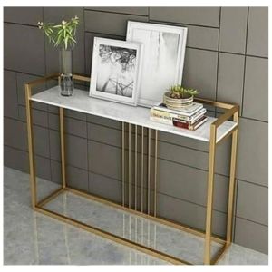 ترابيزة كونسول ستيل، 90×35×115 سم - ذهبي ابيض