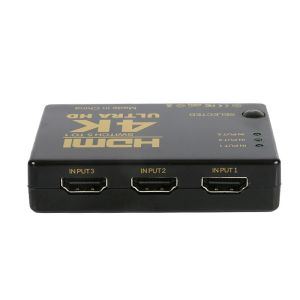 مقسم HDMI 4K بثلاثة منافذ مع جهاز تحكم عن بعد كيندكس، Kx2498 - أسود