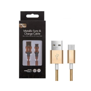 كابل شحن وبيانات كيندكس، من النوع C 3.1 ذكر إلى USB ذكر، 1 متر، Kx1885 - ذهبي