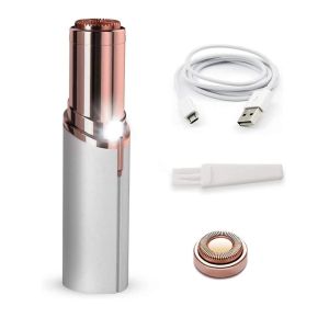 قلم ازالة الشعر للنساء، قابل للشحن USB - ابيض ذهبى