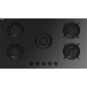 بوتاجاز غاز بلت إن فريش، 5 شعلة، 90 × 60 سم، لوحة تحكم أمامية، HFR90CMGC1W - اسود