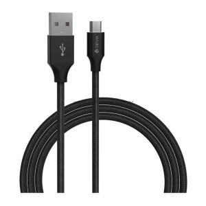 كابل بيانات نايلون USB إلى مايكرو سلسلة جريشوس من ديفيا موديل EC203 ، طول 1 متر، 5 فولت، 2.4 أمبير - أسود