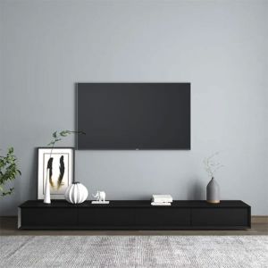 ترابيزة تلفاز خشب ام دى اف، 25×40×220 سم - أسود