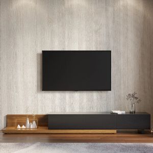ترابيزة تلفاز خشب إم دى إف، 40×40×260 سم - اسود بني