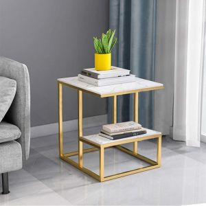 ترابيزة جانبية مودرن، شكل مربع، 50×45×45 سم - ذهبي