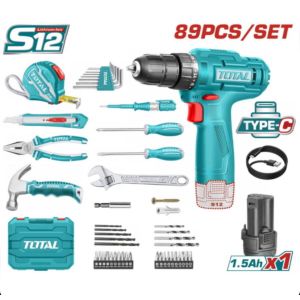 شنطة اداوت توتال، 89 قطعه مع شنيور، THKTHP10892 - تركواز